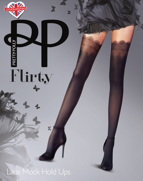 Semi-opaque panty met hold up kousen motief Lace Mock Hold Ups van Pretty Polly
