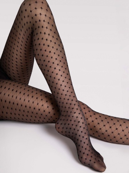 Transparante panty met stippenpatroon en delicate netlook van Fiore