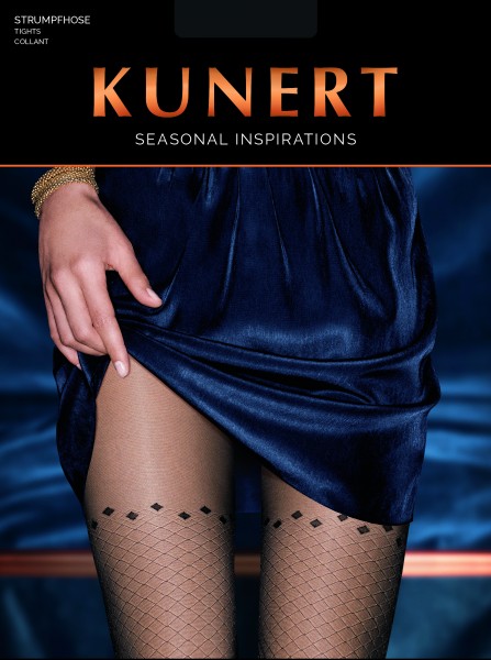 Panty met delicate ruitpatroon in netoptiek en kousenmotief Elegant Rhombs van KUNERT