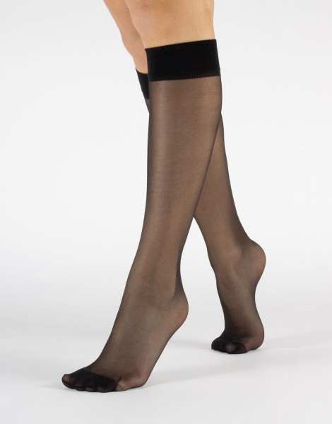 Cette - 2 paar gladde, transparante kniekousen van gerecycleerd garen