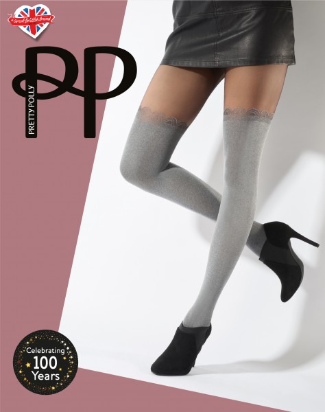 2 in 1 - Panty met zachte over de knie sokken Soft Grey van Pretty Polly