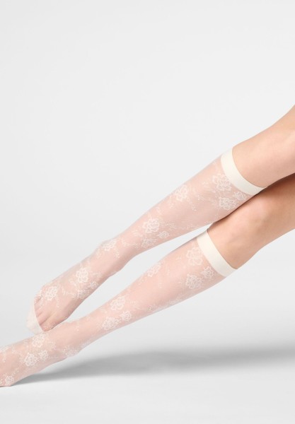 Kniekousen met een elegant, gebloemd kantpatroon van Oroblu