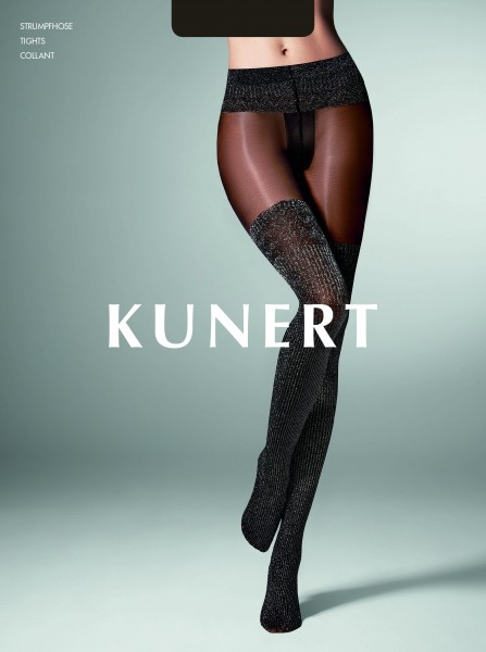 Panty met opaque overknee-motief met Lurex-effect van KUNERT