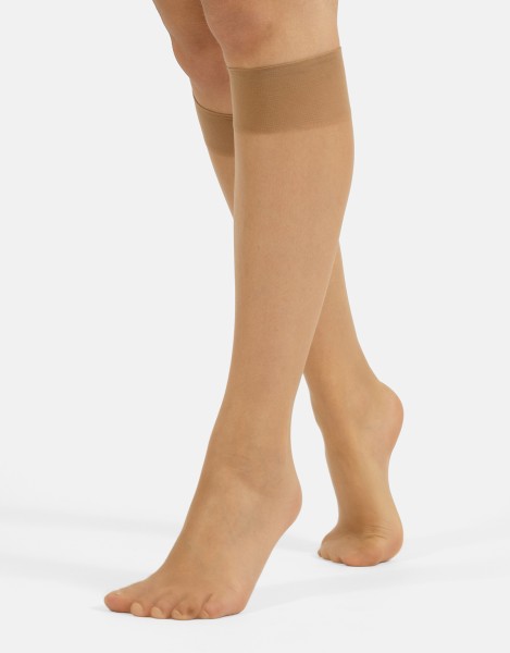 Cette Make Up Satin 8 den - 2 paar zeer fijne zomer-kniekousen met comfortabele boord