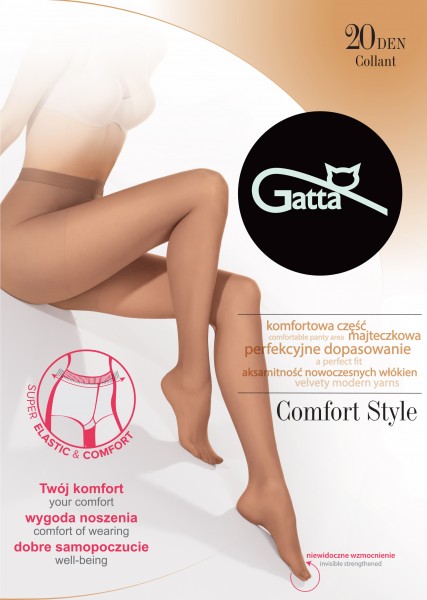 Klassieke panty met versterkte broek en comfortabele, elastische tailleband 20 denier van Gatta
