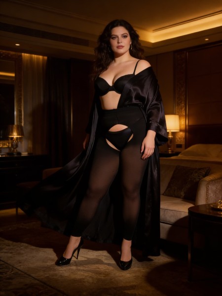 Opaque grote maten panty zonder voet met open kruis 60 denier van Glamory
