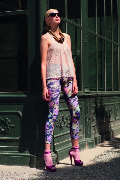 Exclusieve leggings met bloemenpatroon Flowery van Trasparenze