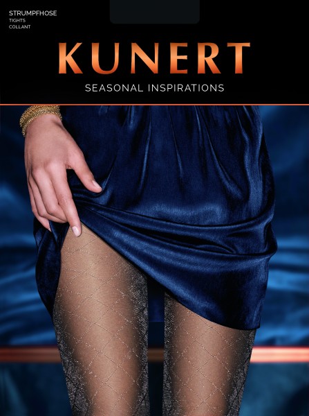 Panty met ruitmotief met delicate zilveren accenten Luxur Graphic van KUNERT