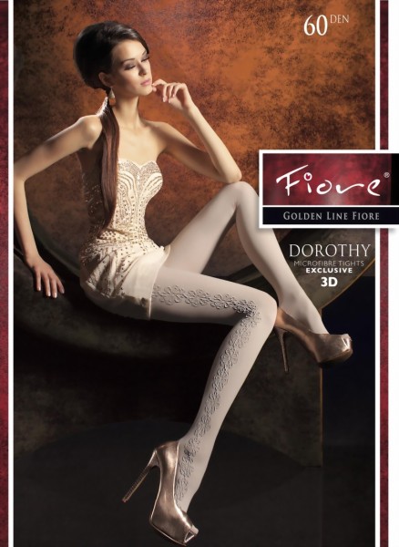 Elegante ondoorzichtige pantys met bloemenpatroon Dorothy van Fiore, 60 DEN