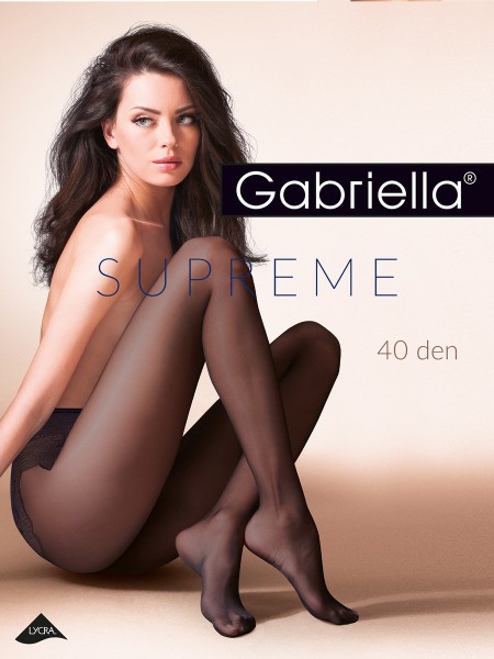 Semi-opaque panty met fantasieslip met kantmotief 40 DEN van Gabriella