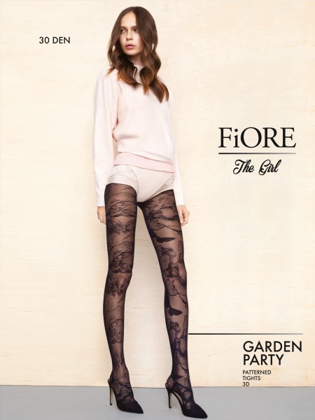 Trendy panty met vlindermotief Garden Party van Fiore, 30 DEN