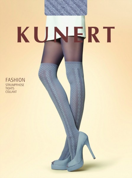 Trendy pantys met overknee-motief en kabelpatroon Diagonal Cable van KUNERT