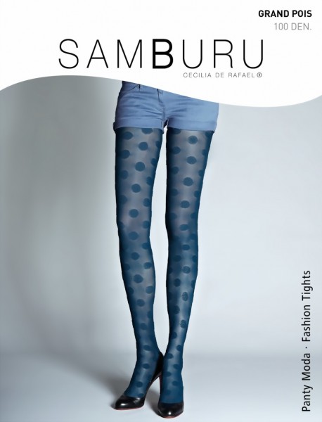 Ondoorzichtige polka dot pantys Grand Pois van Samburu, 100 DEN
