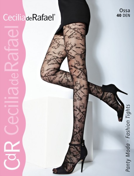 Elegante pantys met patroon Ossa van Cecilia de Rafael, 40 DEN